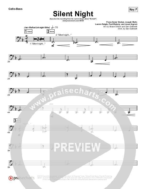 Silent Night Cello/Bass (Lauren Daigle)