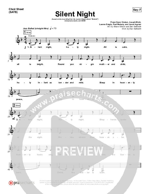 Silent Night Choir Vocals (SATB) (Lauren Daigle)