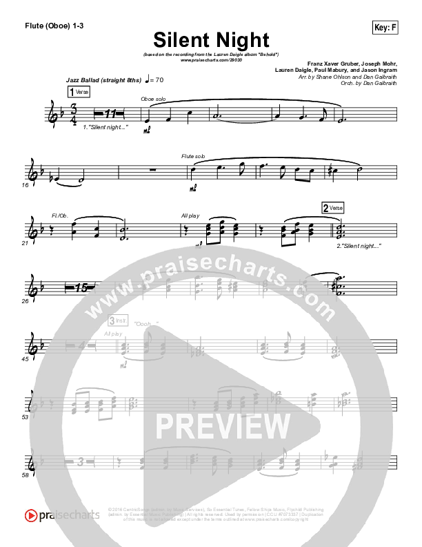 Silent Night Flute/Oboe 1/2/3 (Lauren Daigle)