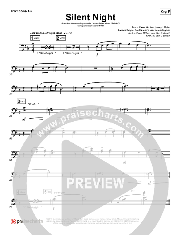 Silent Night Trombone 1/2 (Lauren Daigle)