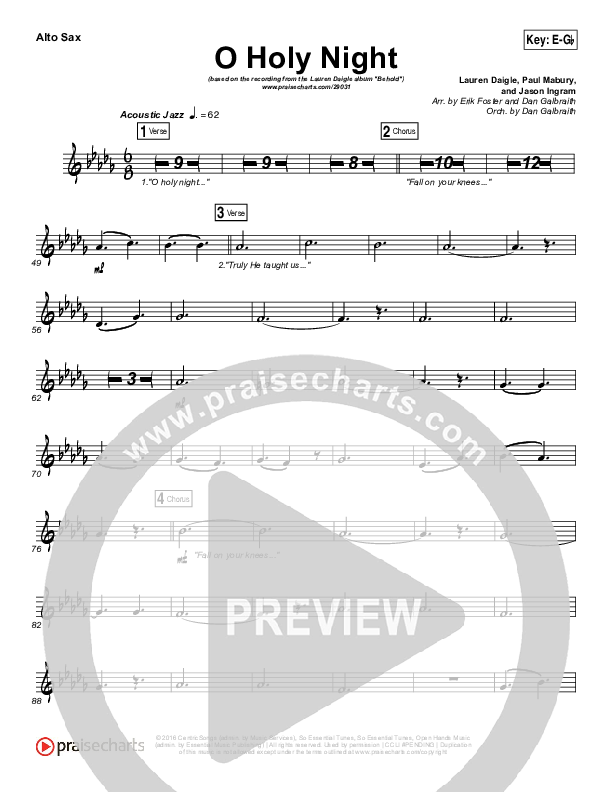O Holy Night Alto Sax (Lauren Daigle)
