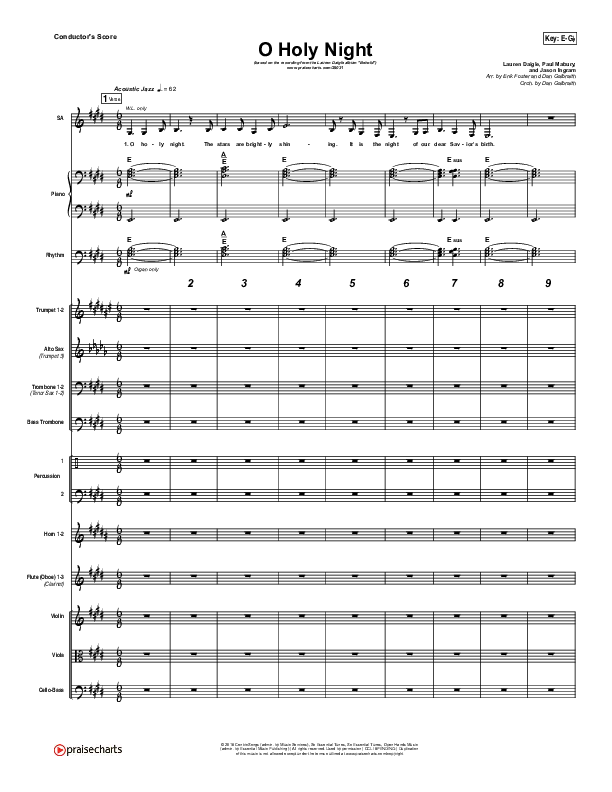 O Holy Night Conductor's Score (Lauren Daigle)