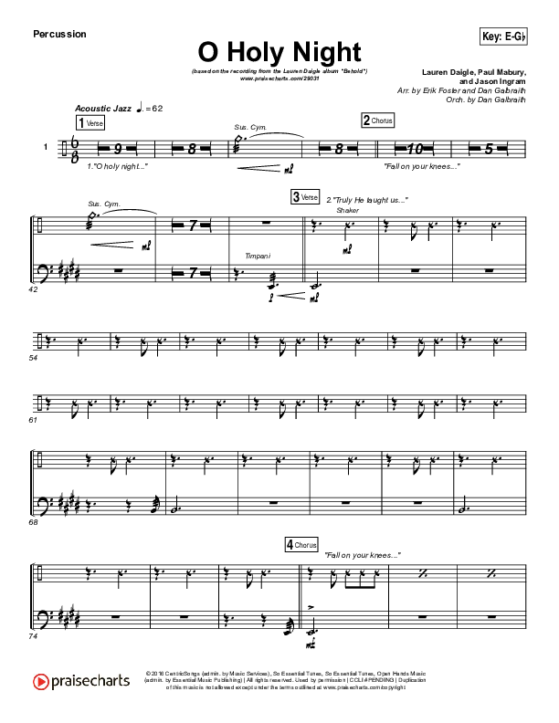 O Holy Night Percussion (Lauren Daigle)