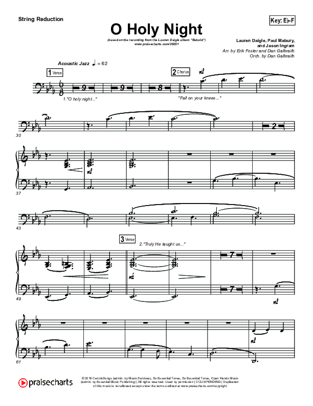 O Holy Night String Reduction (Lauren Daigle)