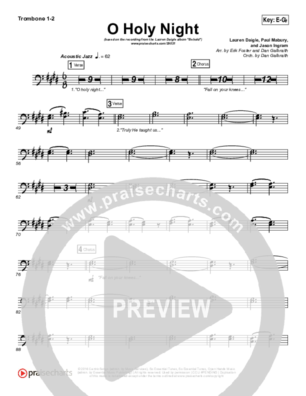 O Holy Night Trombone 1/2 (Lauren Daigle)