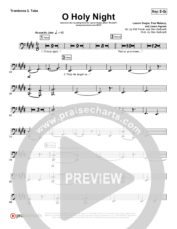 O Holy Night Trombone 3/Tuba (Lauren Daigle)