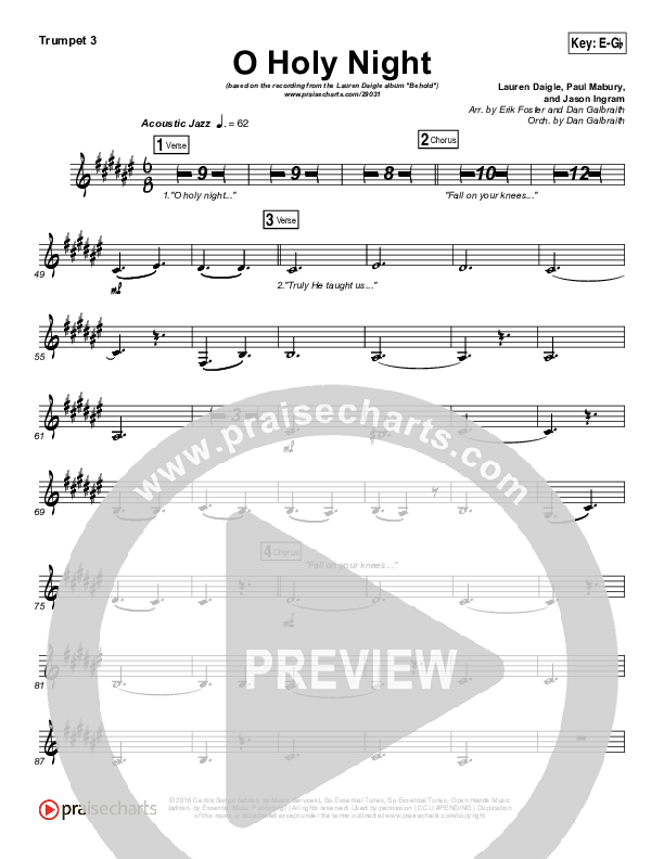O Holy Night Trumpet 3 (Lauren Daigle)