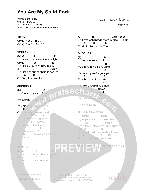 You Are My Solid Rock Chords & Lyrics (Chris Rhodes)