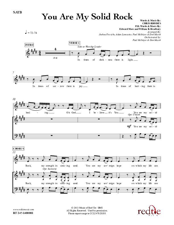 You Are My Solid Rock Piano/Vocal (SATB) (Chris Rhodes)