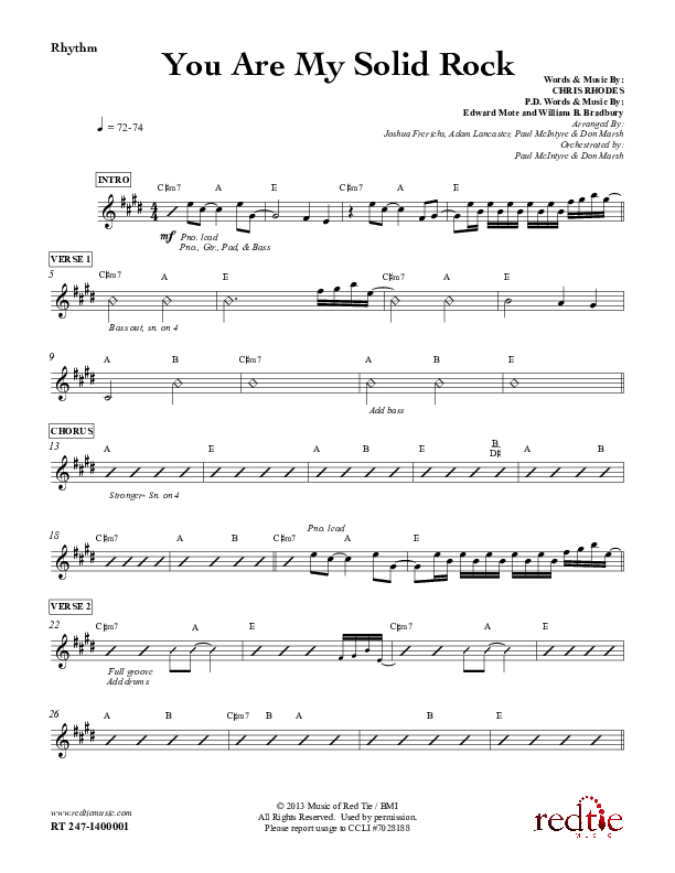 You Are My Solid Rock Rhythm Chart (Chris Rhodes)