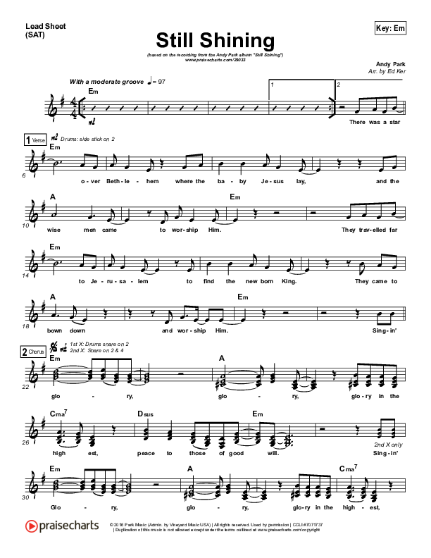 Still Shining Lead Sheet (Andy Park)
