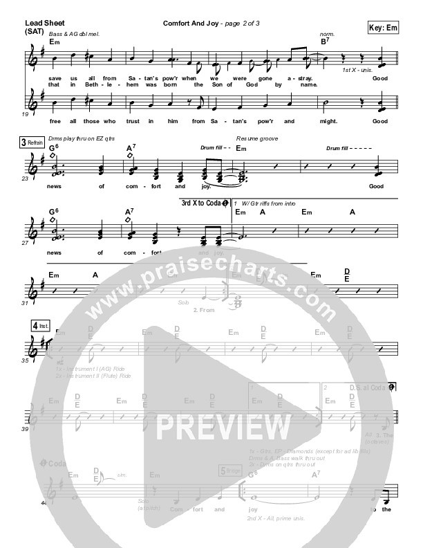 Comfort And Joy Lead Sheet (Andy Park)