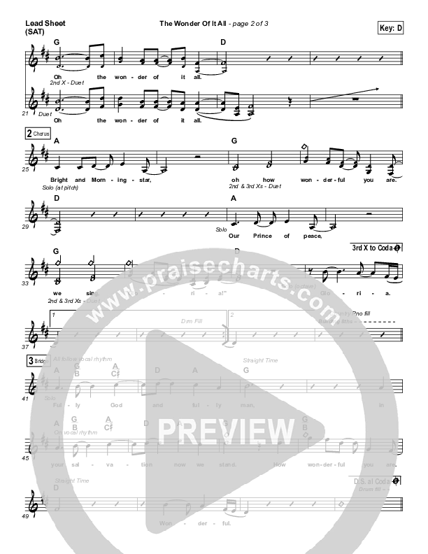 The Wonder Of It All Lead Sheet (Andy Park)