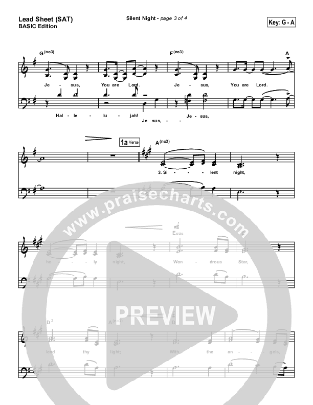Silent Night Lead Sheet (SAT) (Rosie Wyse / Joel Hill)