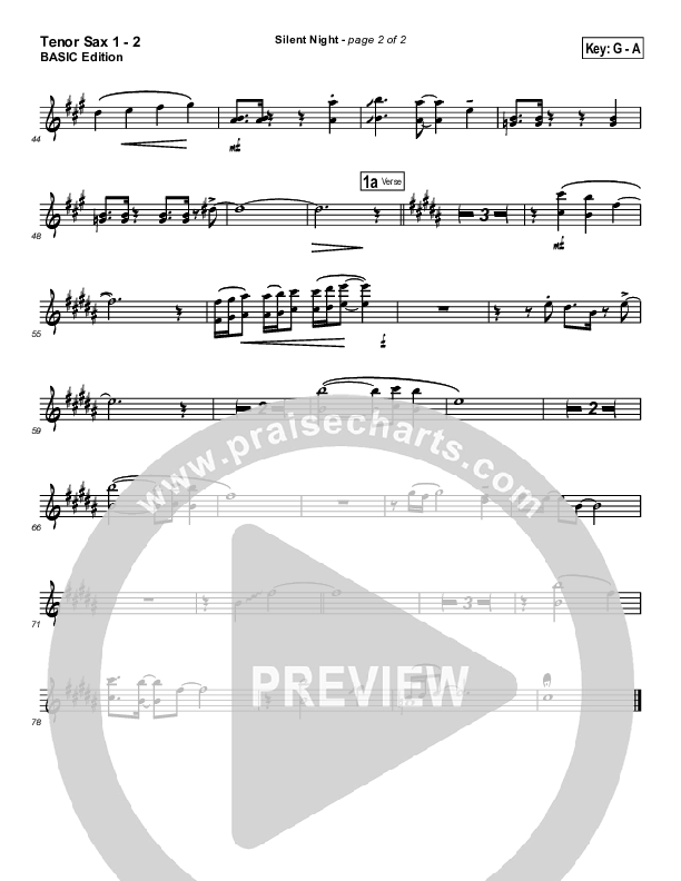 Silent Night Tenor Sax 1/2 (Rosie Wyse / Joel Hill)