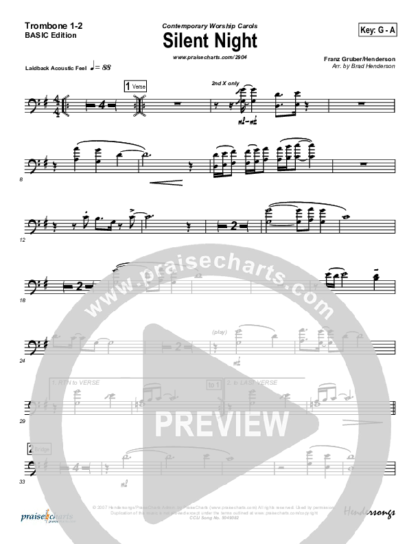 Silent Night Trombone 1/2 (Rosie Wyse / Joel Hill)