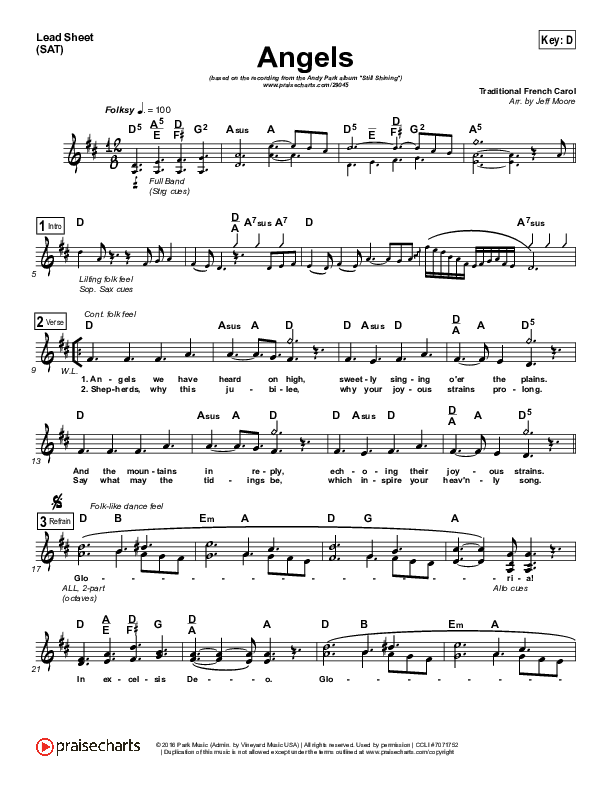 Angels Lead Sheet (SAT) (Andy Park)