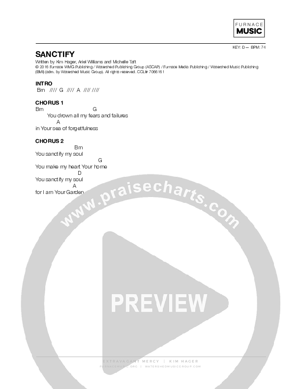 Sanctify Chords & Lyrics (Kim Hager)