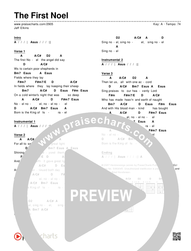 The First Noel Chords & Lyrics (Jeff Elkins)
