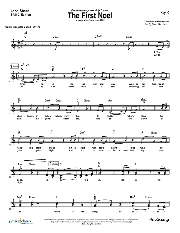 The First Noel Lead Sheet (Jeff Elkins)