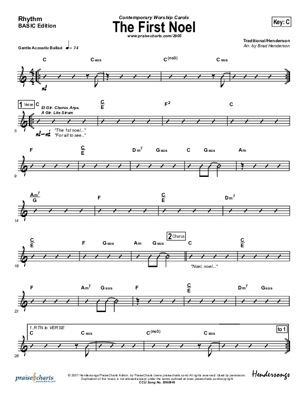 The First Noel Rhythm Chart (Jeff Elkins)