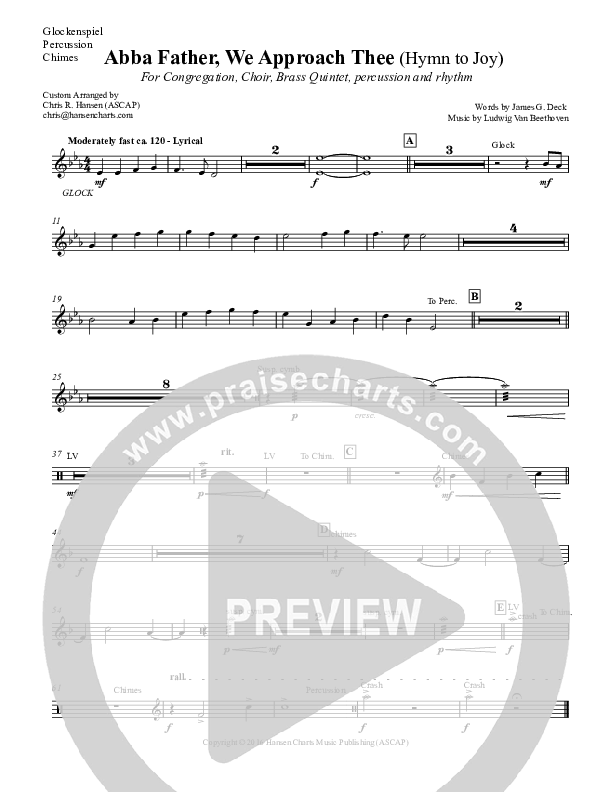 Abba Father We Approach Thee (Hymn to Joy) Glockenspiel (Chris Hansen)
