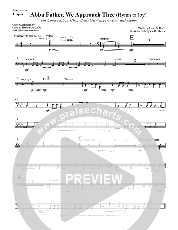 Abba Father We Approach Thee (Hymn to Joy) Timpani (Chris Hansen)