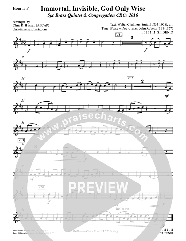 Immortal Invisible God Only Wise French Horn (Chris Hansen)