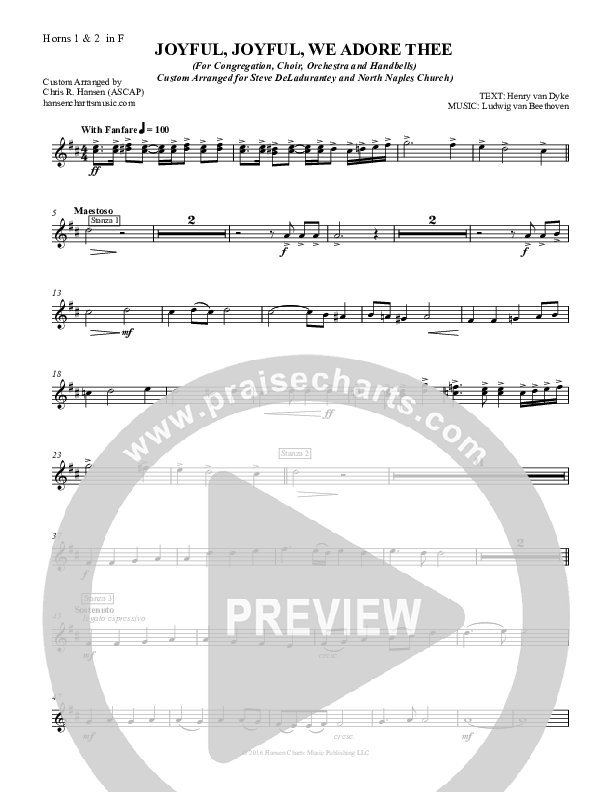 Joyful Joyful We Adore Thee French Horn 1/2 (Chris Hansen)