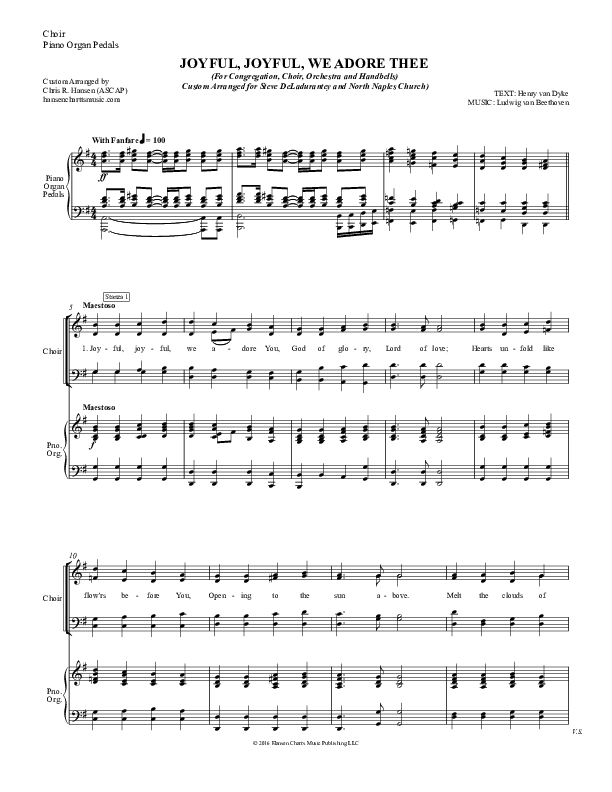 Joyful Joyful We Adore Thee Piano/Vocal (Chris Hansen)