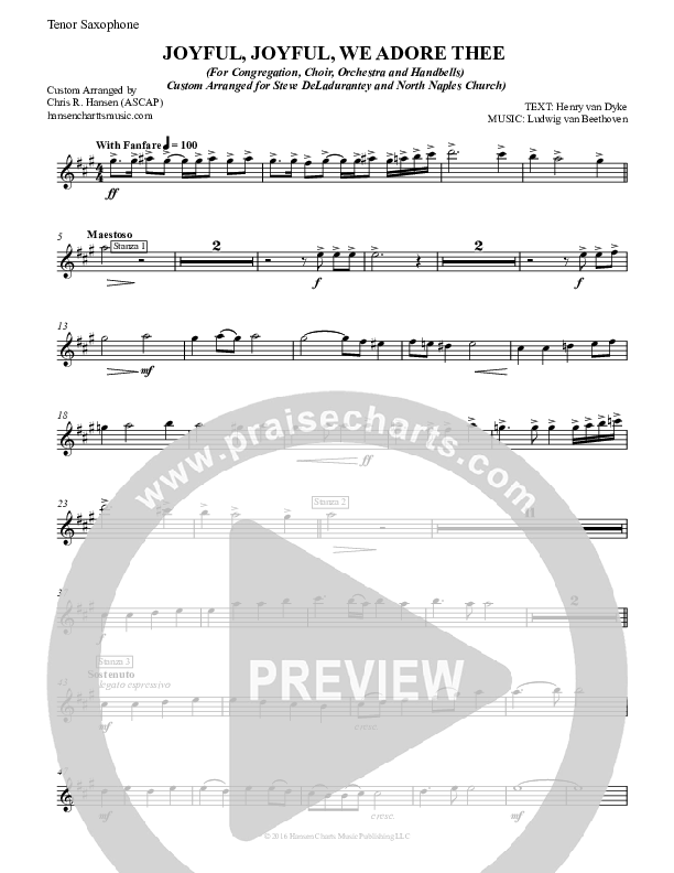 Joyful Joyful We Adore Thee Tenor Sax 2 (Chris Hansen)