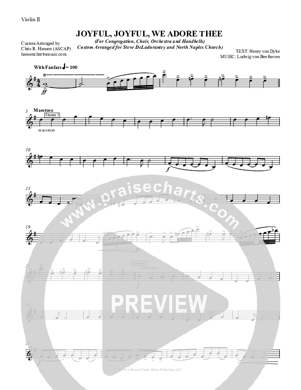 Joyful Joyful We Adore Thee Violin 2 (Chris Hansen)