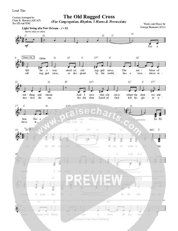 The Old Rugged Cross Lead Sheet (SAT) (Chris Hansen)