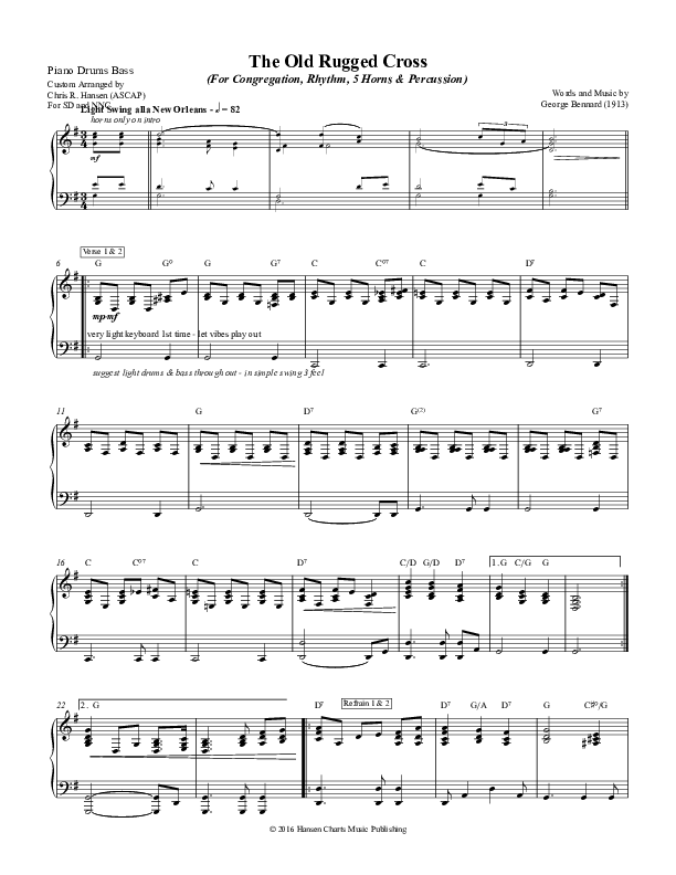 The Old Rugged Cross Piano Sheet (Chris Hansen)