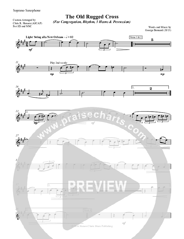 The Old Rugged Cross Soprano Sax (Chris Hansen)