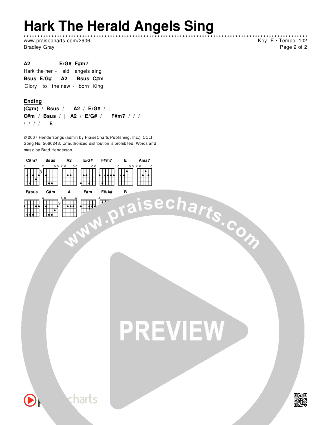 Hark The Herald Angels Sing Chords & Lyrics (Bradley Gray)