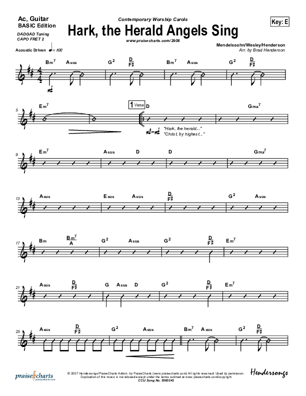 Hark The Herald Angels Sing Acoustic Guitar (Bradley Gray)