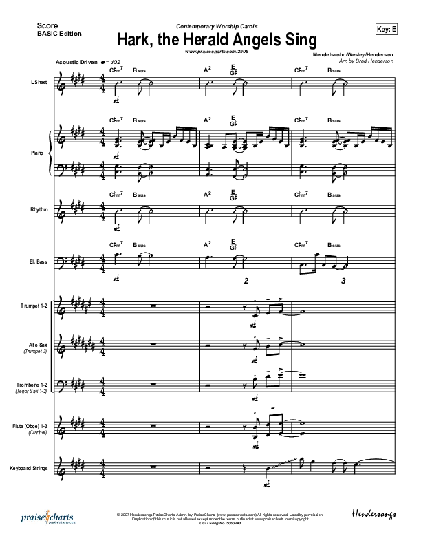 Hark The Herald Angels Sing Conductor's Score (Bradley Gray)