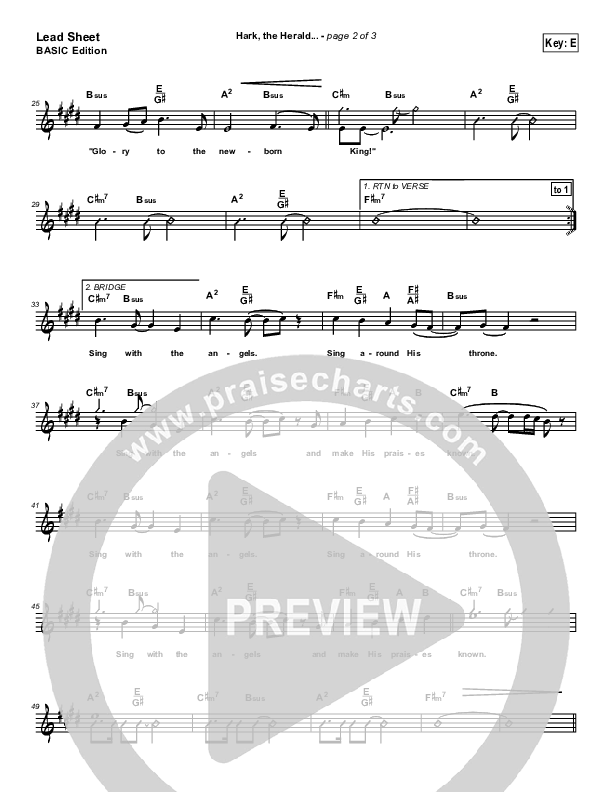 Hark The Herald Angels Sing Lead Sheet (Bradley Gray)