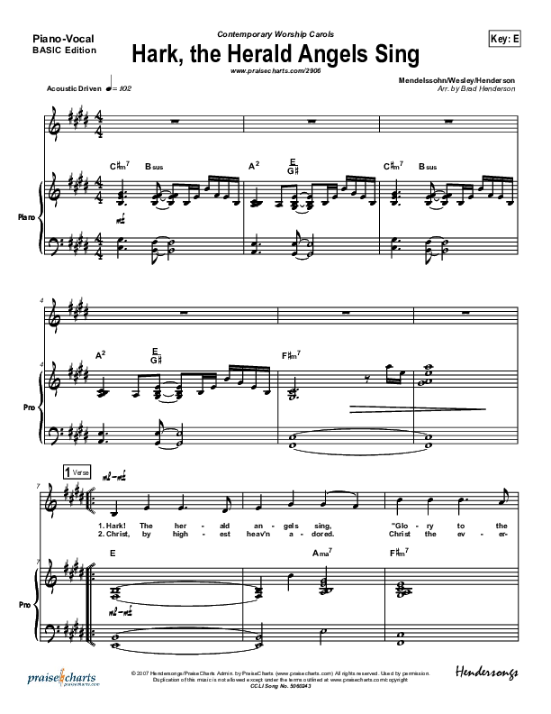 Hark The Herald Angels Sing Piano/Vocal (Bradley Gray)