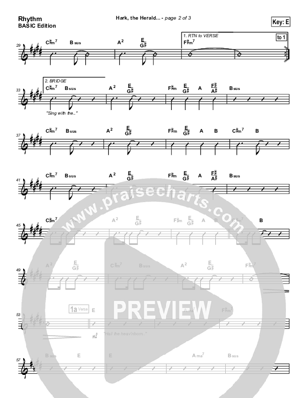 Hark The Herald Angels Sing Rhythm Chart (Bradley Gray)