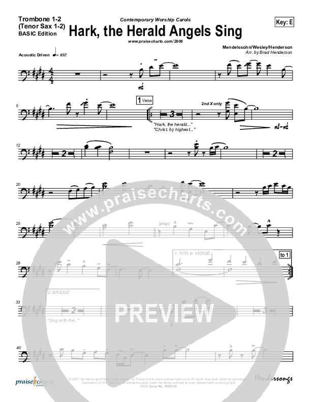 Hark The Herald Angels Sing Trombone 1/2 (Bradley Gray)