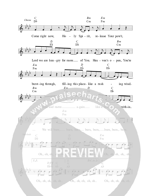 Come Right Now Lead Sheet (Planetshakers)