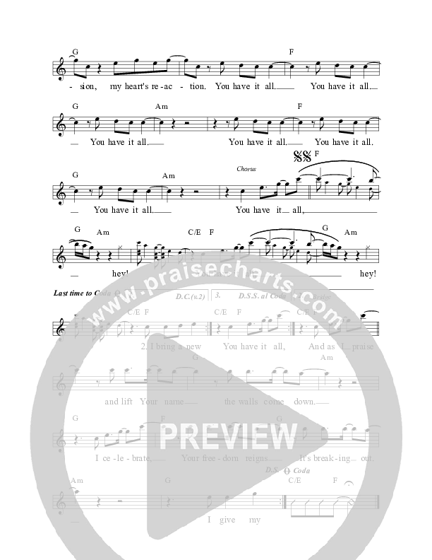 Give My All Lead Sheet (Planetshakers)