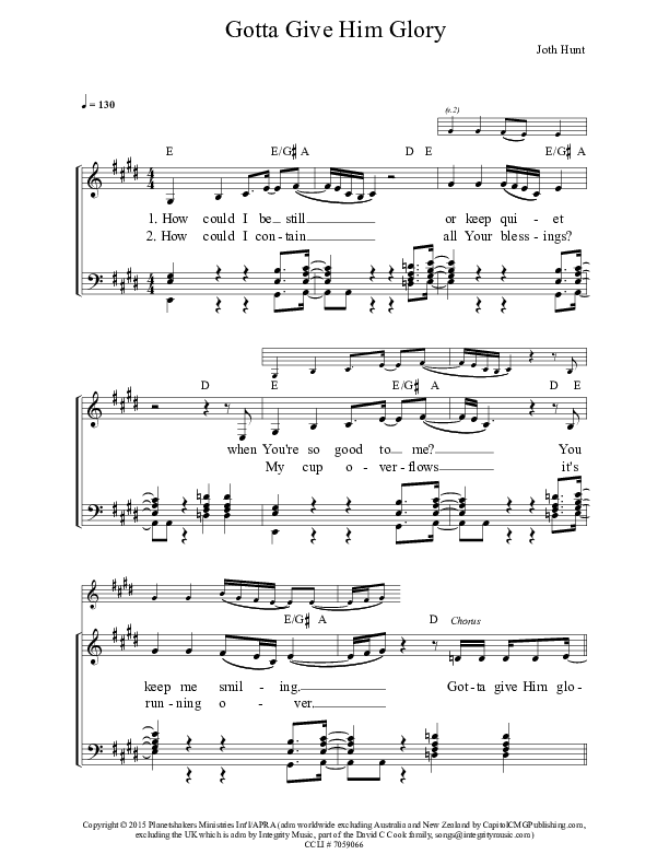 Gotta Give Him Glory Piano/Vocal & Lead (Planetshakers)