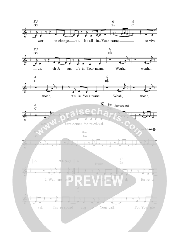 Here Comes The Revival Lead Sheet (Planetshakers)
