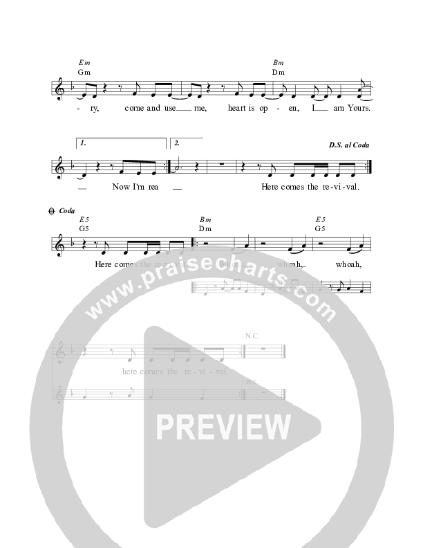 Here Comes The Revival Lead Sheet (Planetshakers)