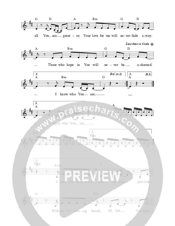 I Know Who You Are Lead Sheet (Planetshakers)