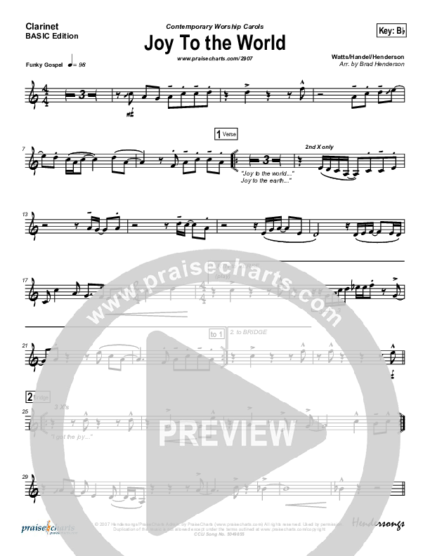 Joy To The World Clarinet (Dennis Jernigan)