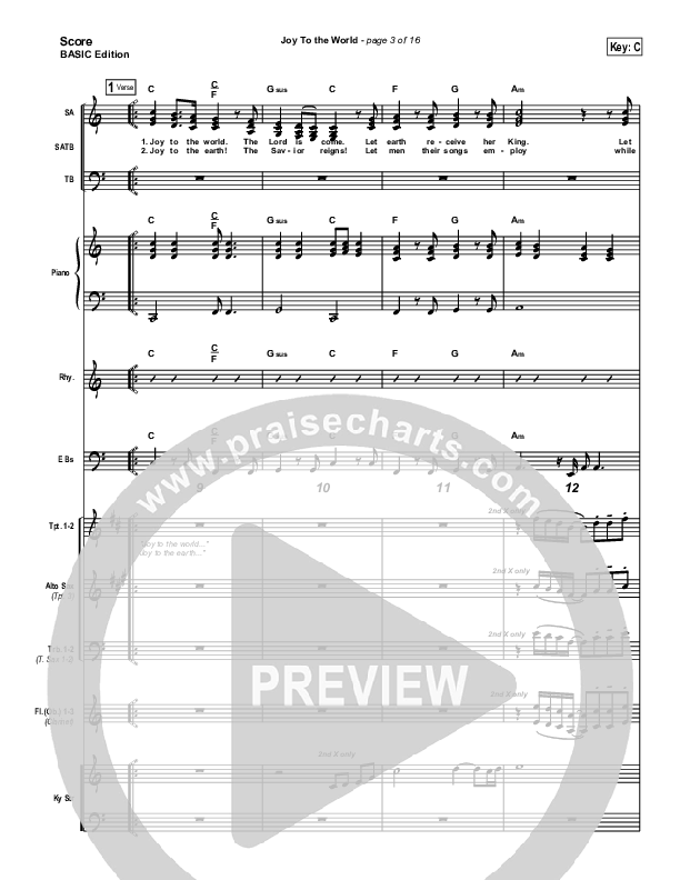 Joy To The World Conductor's Score (Dennis Jernigan)